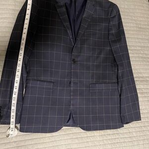H&M Dark Blue Grid Pattern Blazer